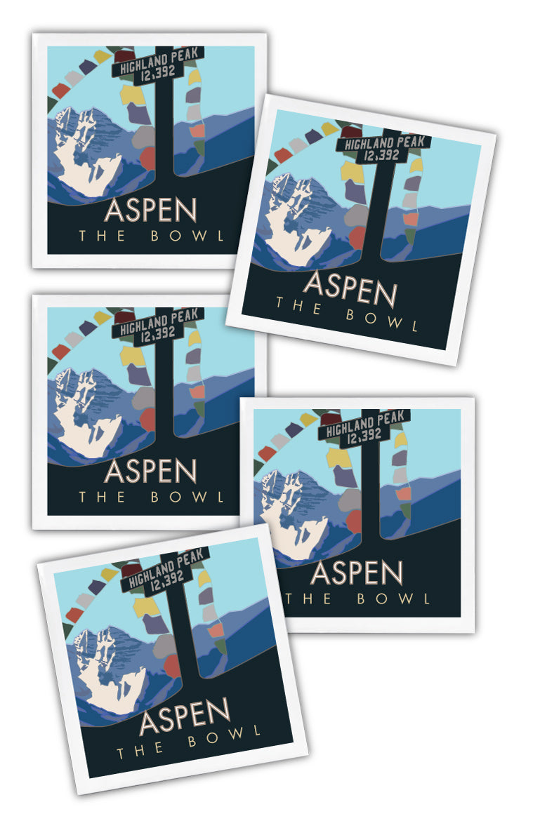 Aspen, Colorado (Highland Peak Bowl) - 4" x 4" Sandstone Coaster