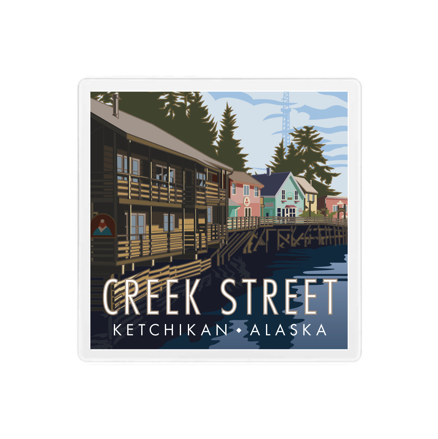 Creek Street, Alaska - 4" x 4" Coaster