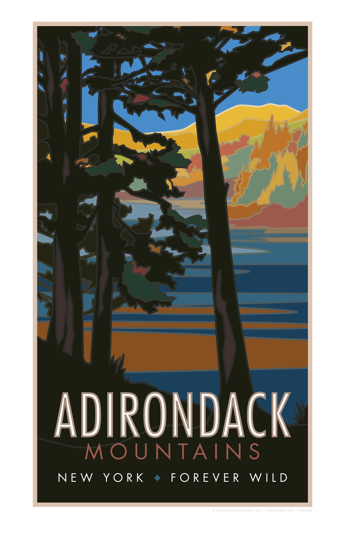 Adirondack Mountains New York Travel Poster