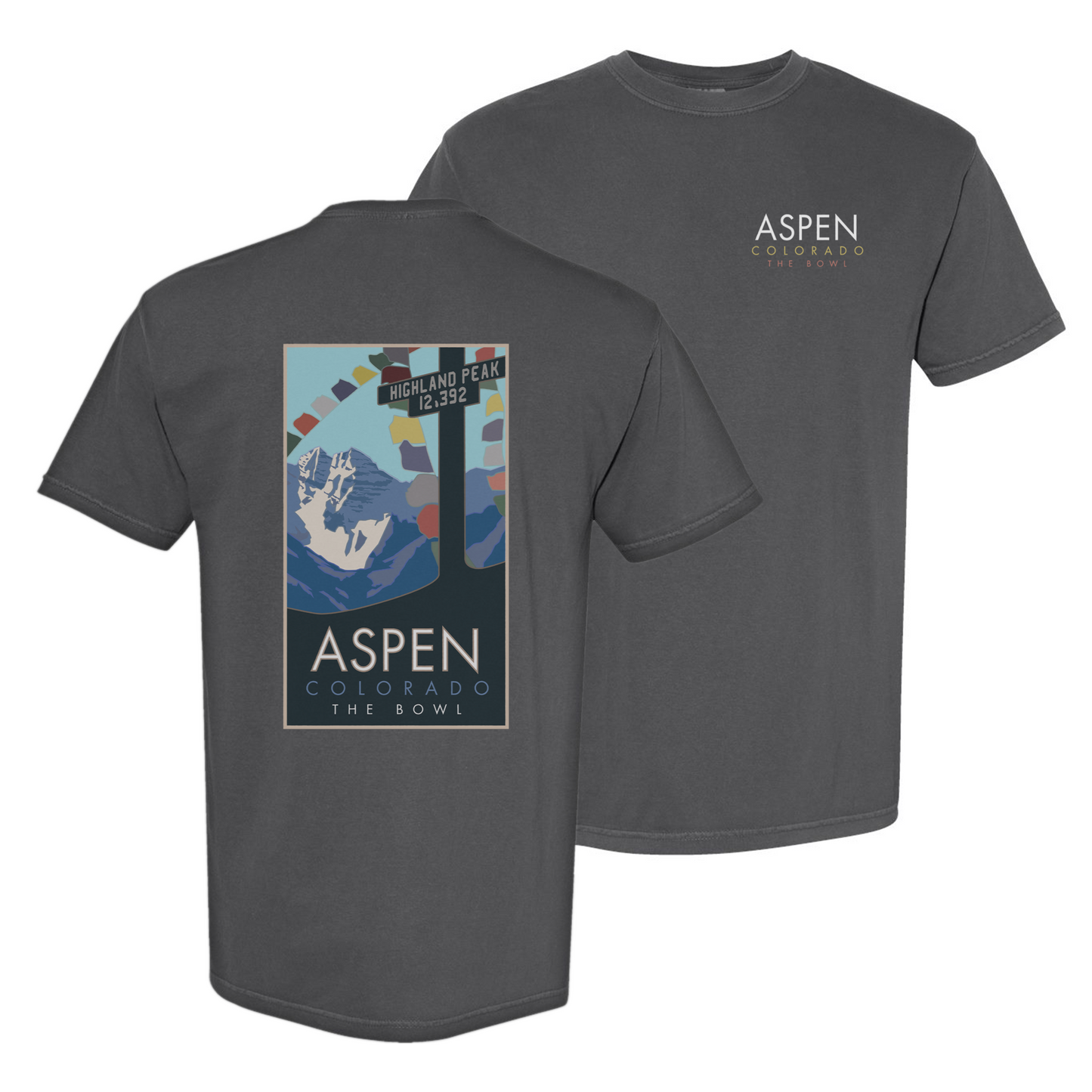 Aspen, Colorado (Highland Peak Bowl) - Comfort Colors Heavyweight T-Shirt