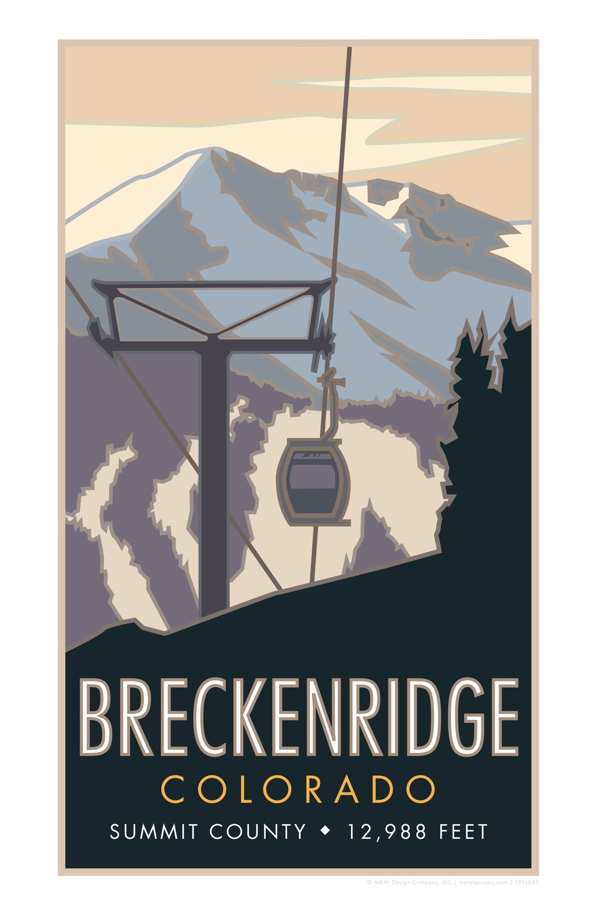 Breckenridge Colorado Ski Gondola Travel Poster