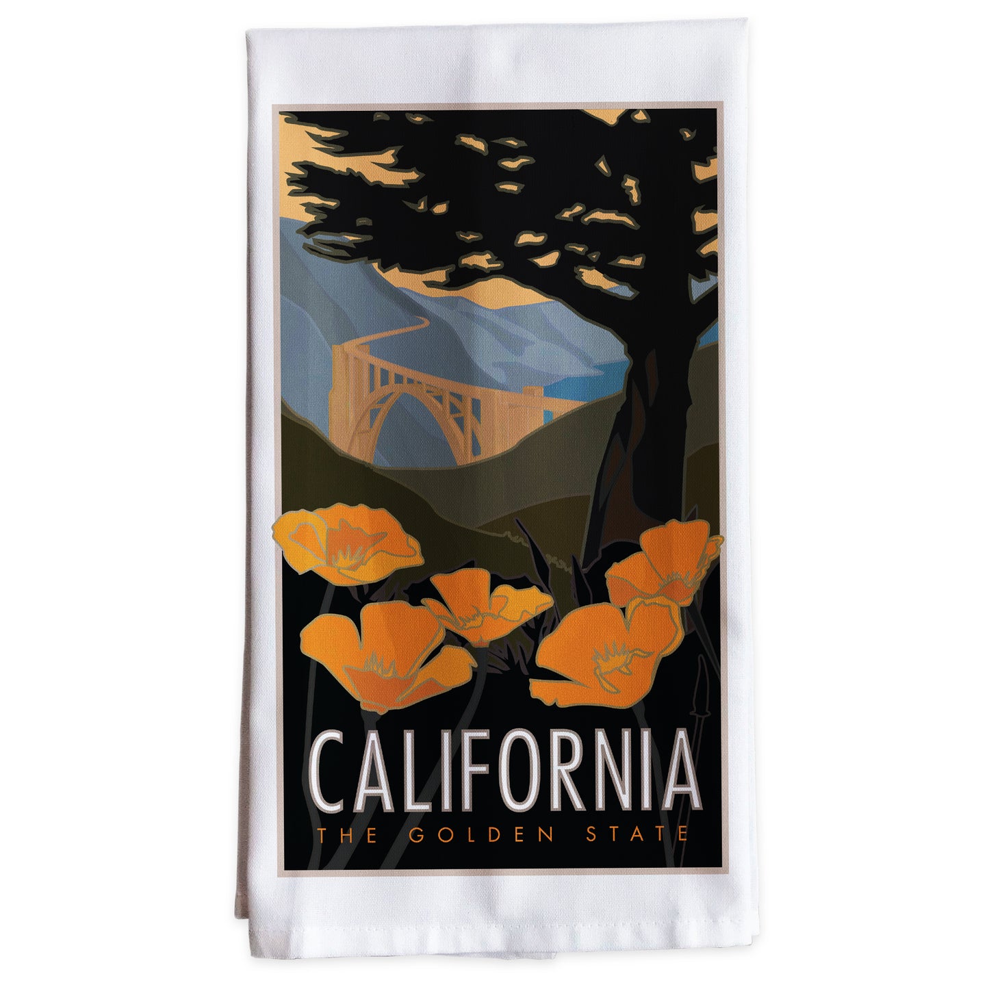 California - The Golden State -Tea Towel