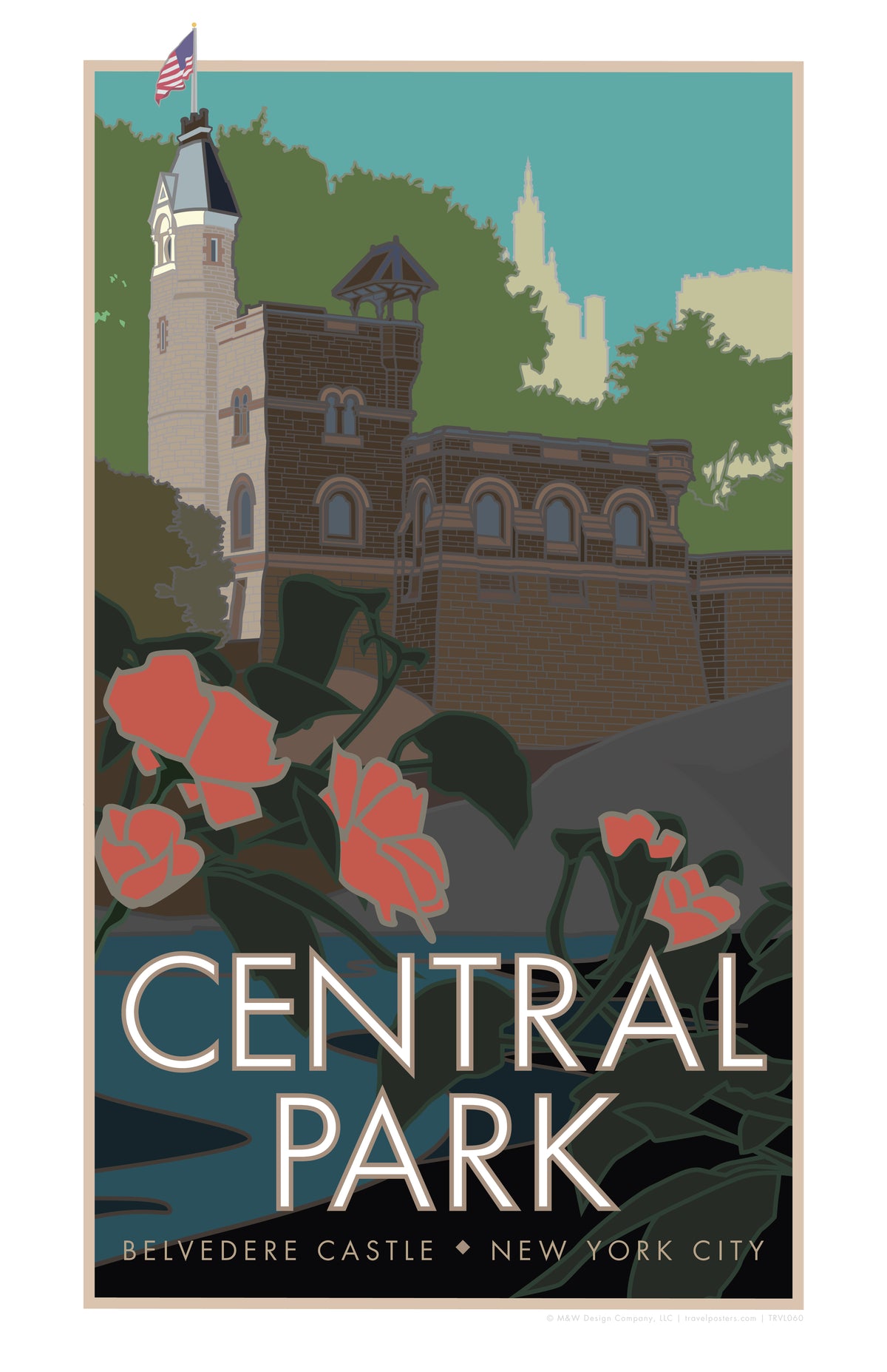 Central Park Belvedere Castle New York City Travel Poster