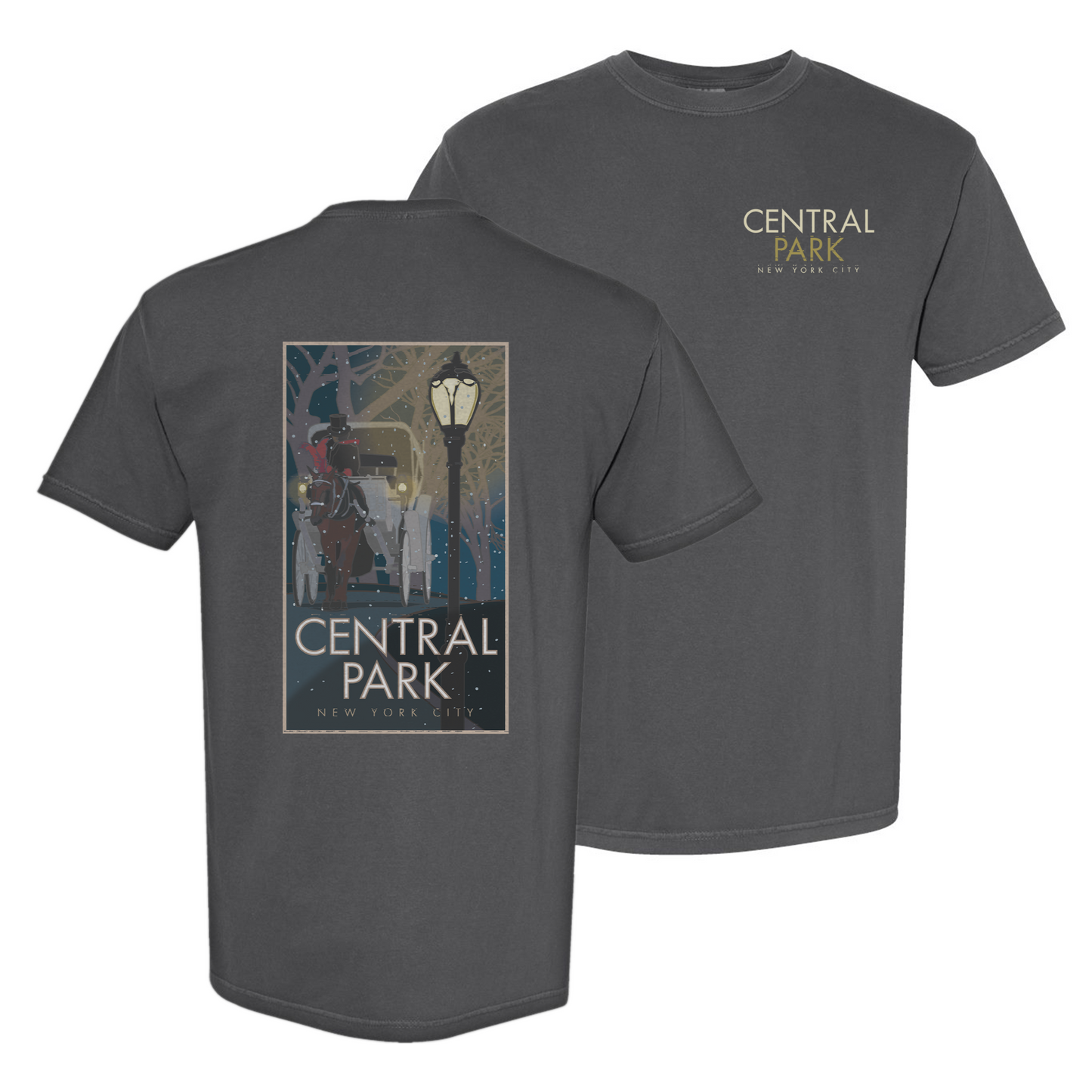 Central Park (Winter Carriage), New York City - Comfort Colors Heavyweight T-Shirt