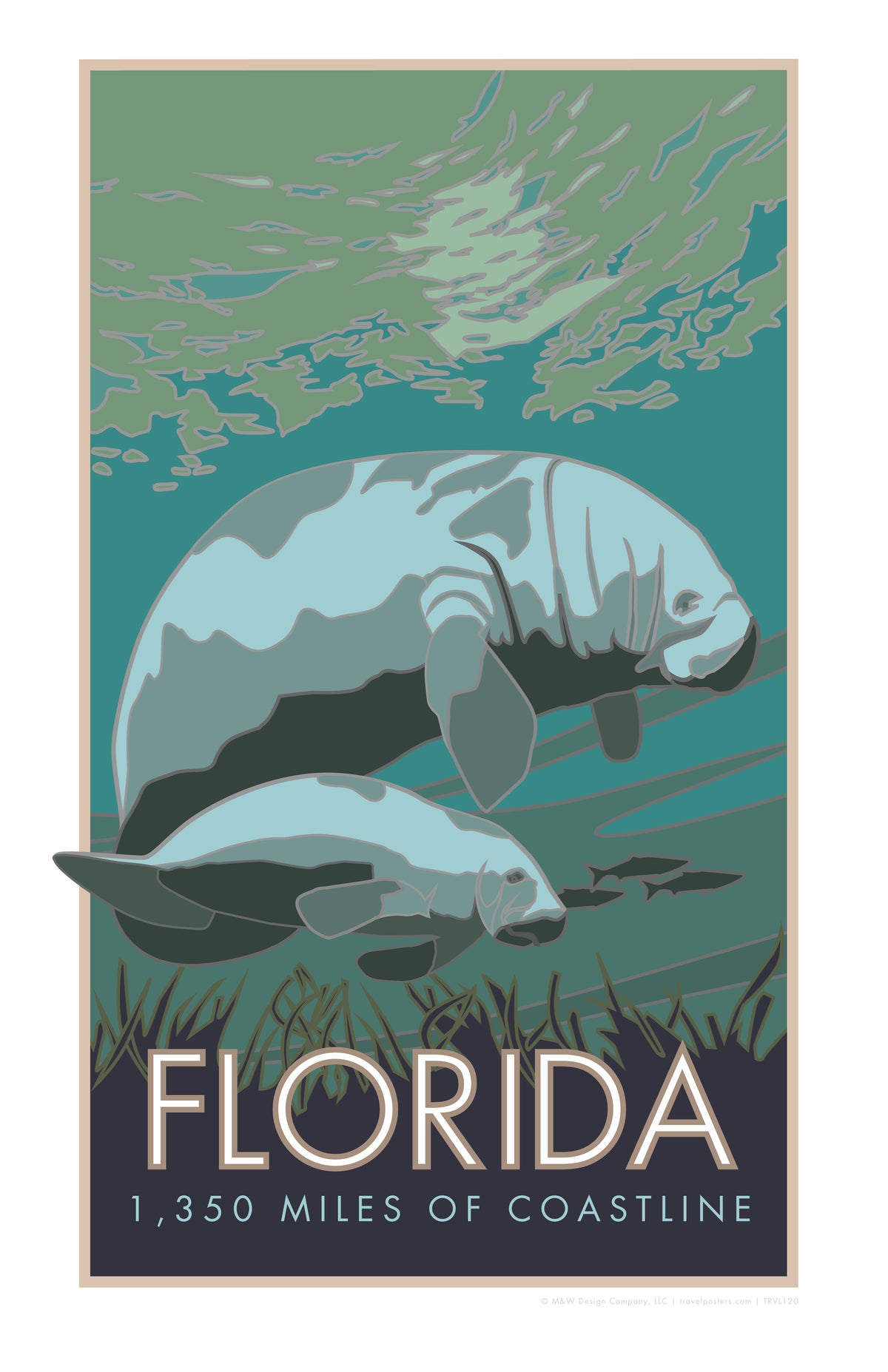 Florida Manatee Travel Poster