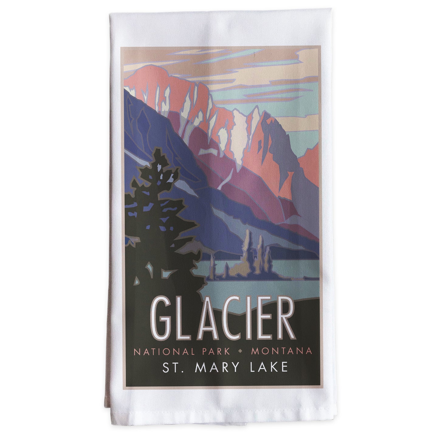 Glacier National Park (St. Mary's Lake), Montana -Tea Towel