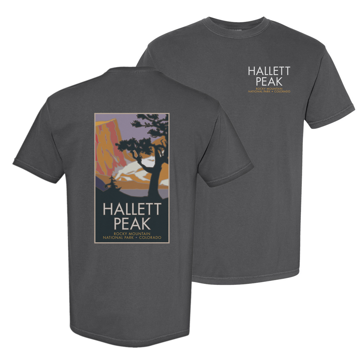 Hallett Peak, Rocky Mountain National Park, Colorado - Comfort Colors Heavyweight T-Shirt