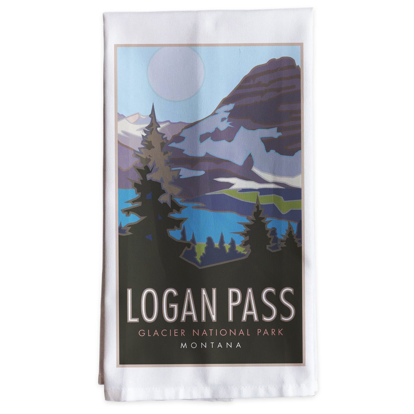 Logan Pass (Glacier National Park) Montana -Tea Towel