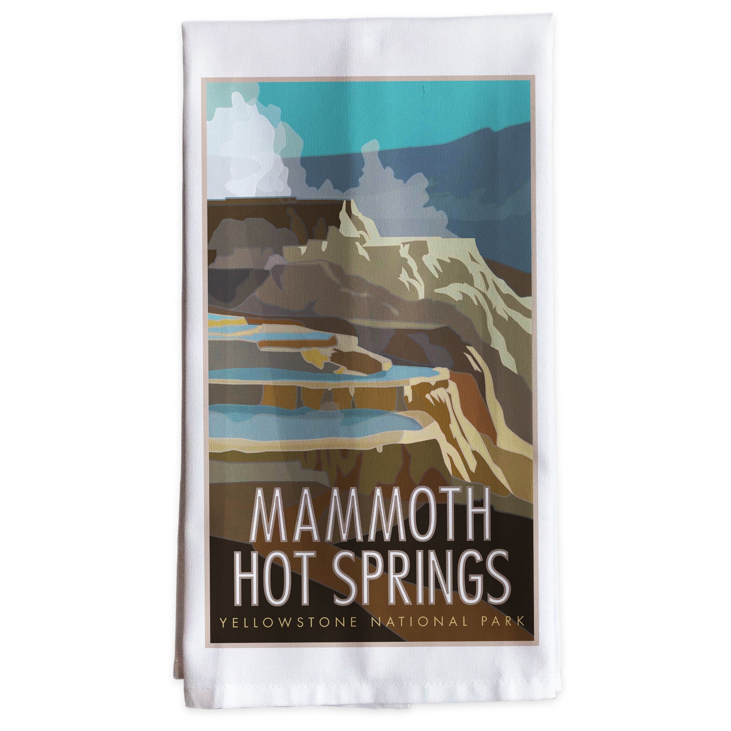 Mammoth Hot Springs, Yellowstone National Park, Wyoming -Tea Towel