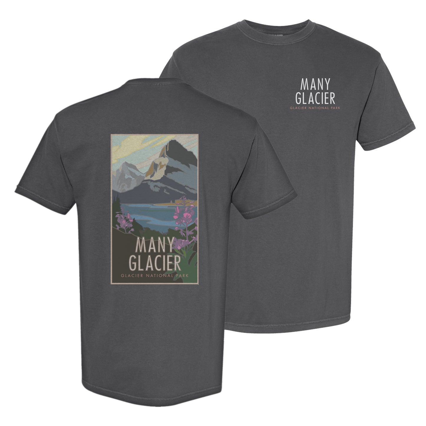 Many Glacier (Glacier National Park) Montana - Comfort Colors Heavyweight T-Shirt
