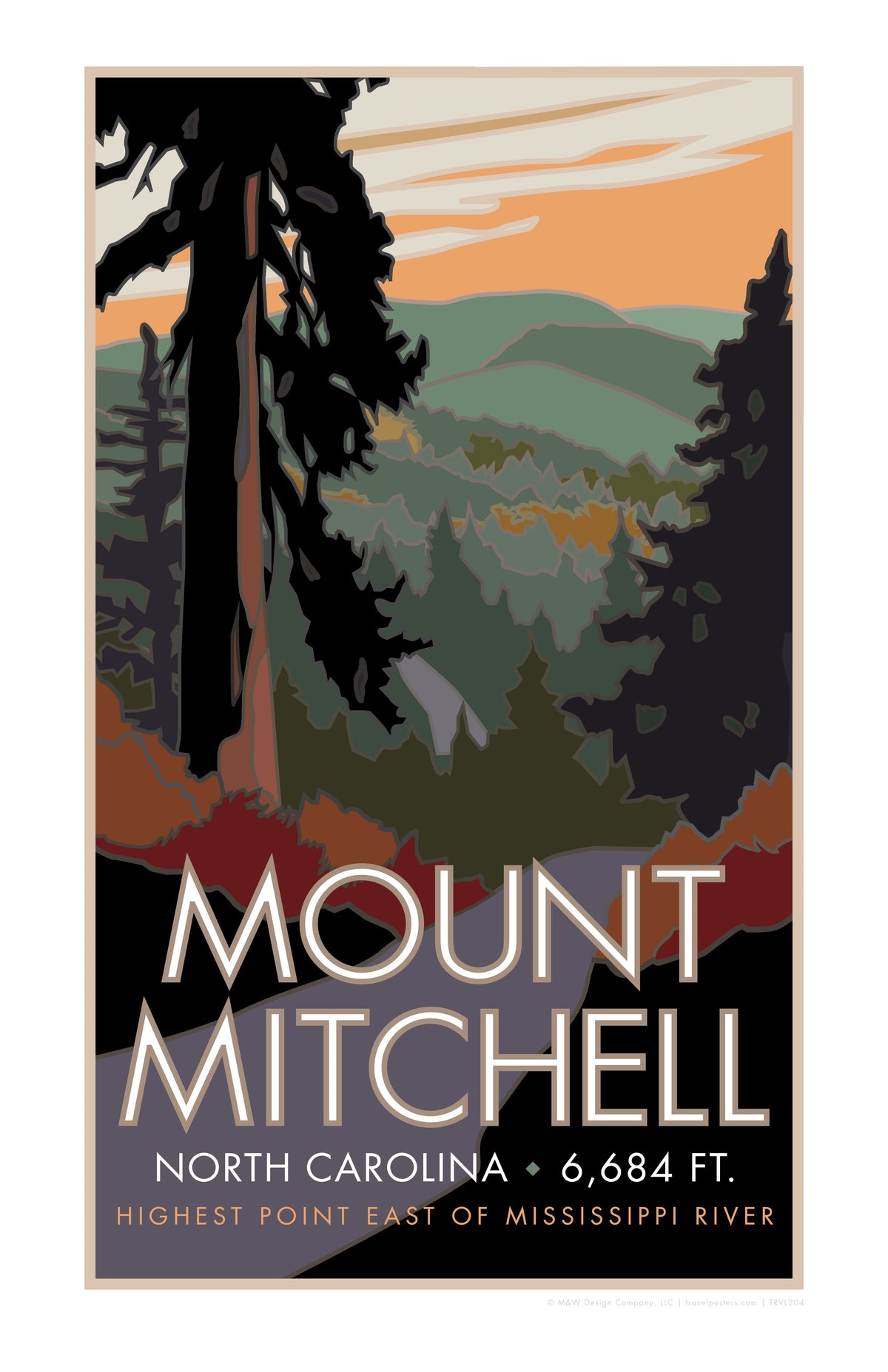 Mt. Mitchell North Carolina Travel Poster