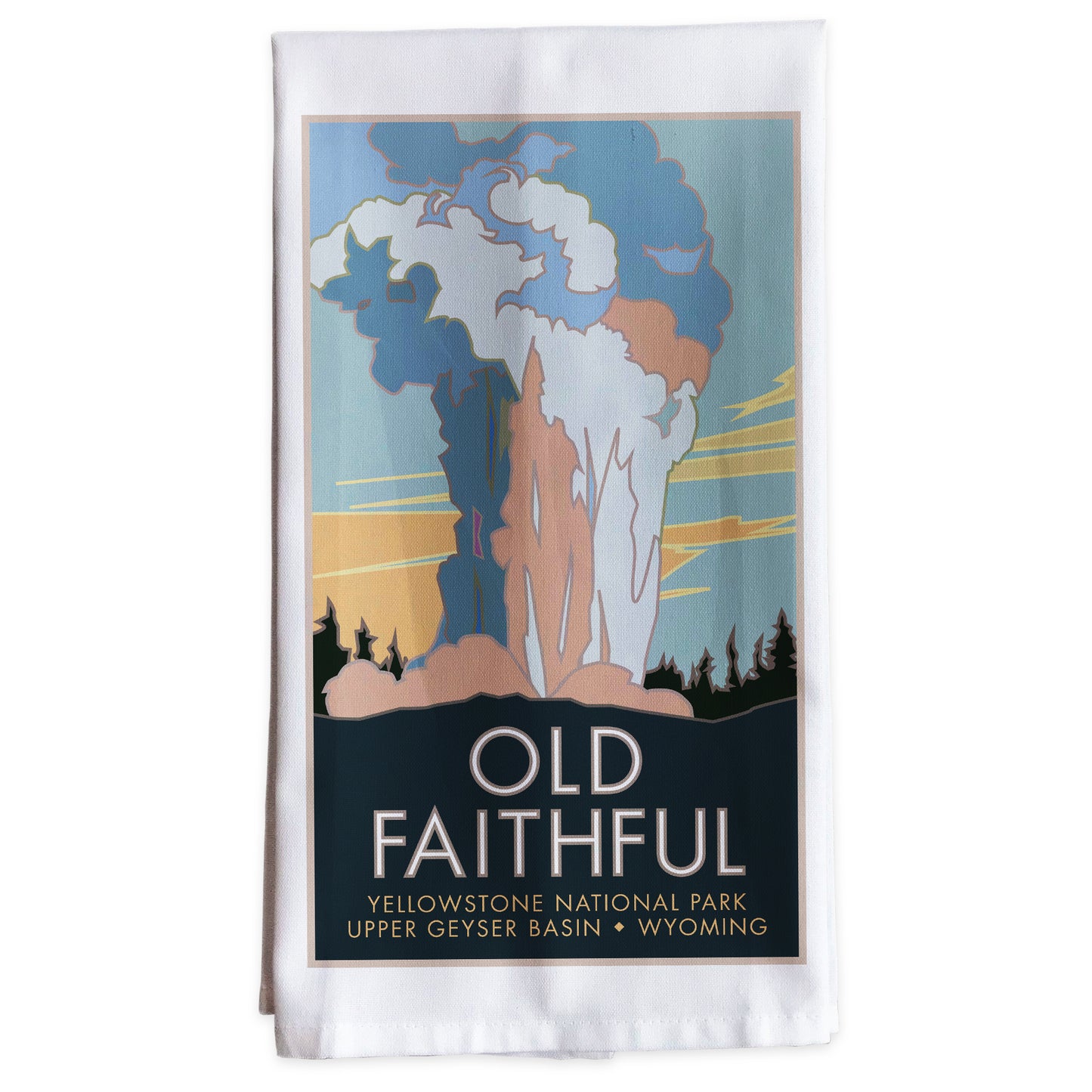 Old Faithful, Yellowstone National Park, Wyoming -Tea Towel