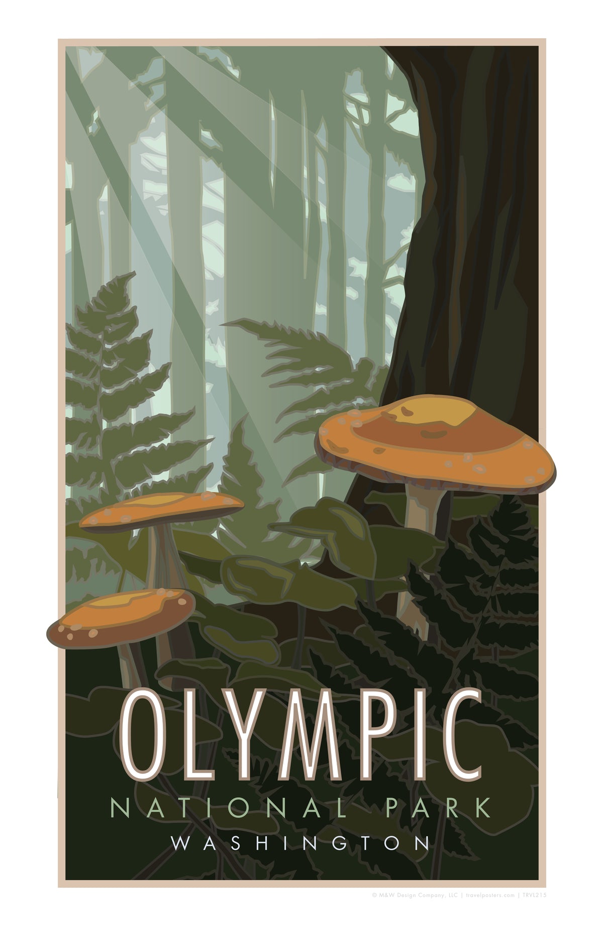 Olympic National Park Washington Mushrooms Travel Poster