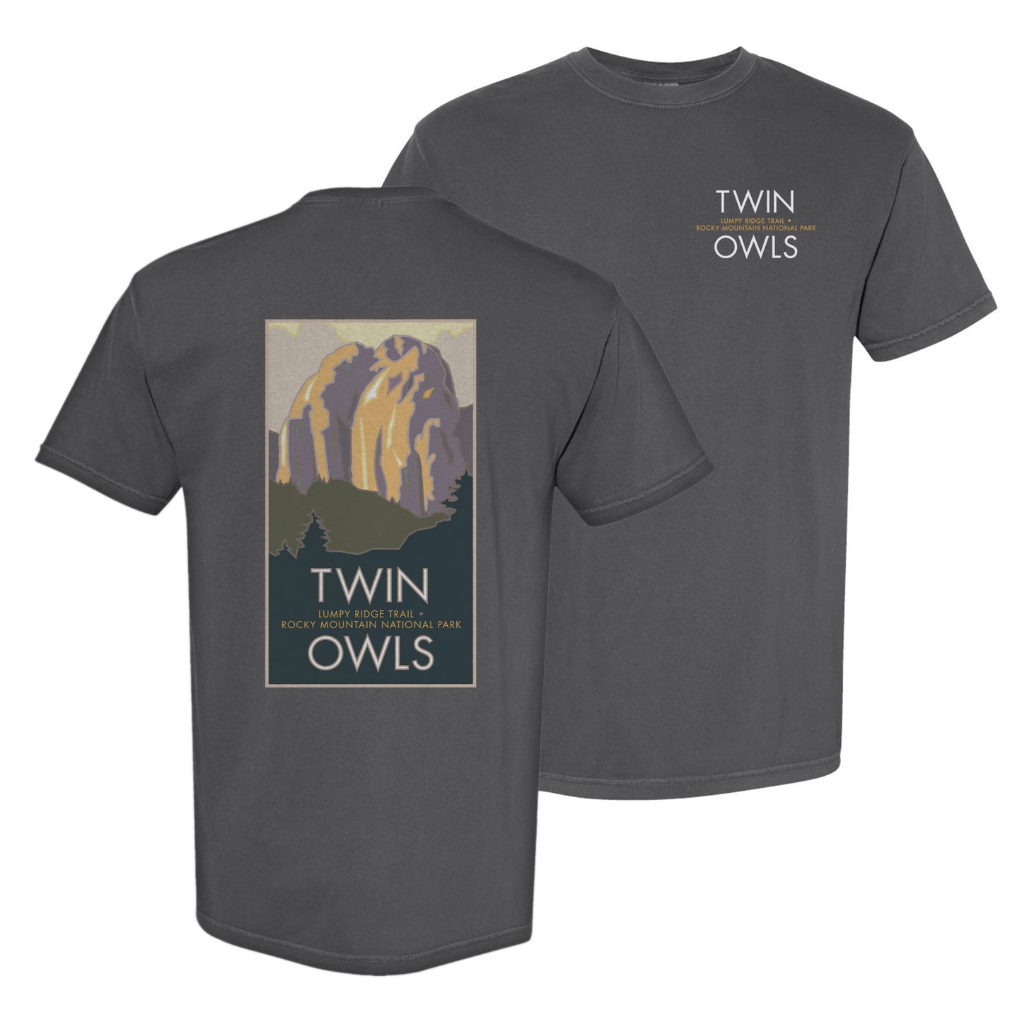 Twin Owls, Rocky Mountain National Park, Colorado - Comfort Colors Heavyweight T-Shirt