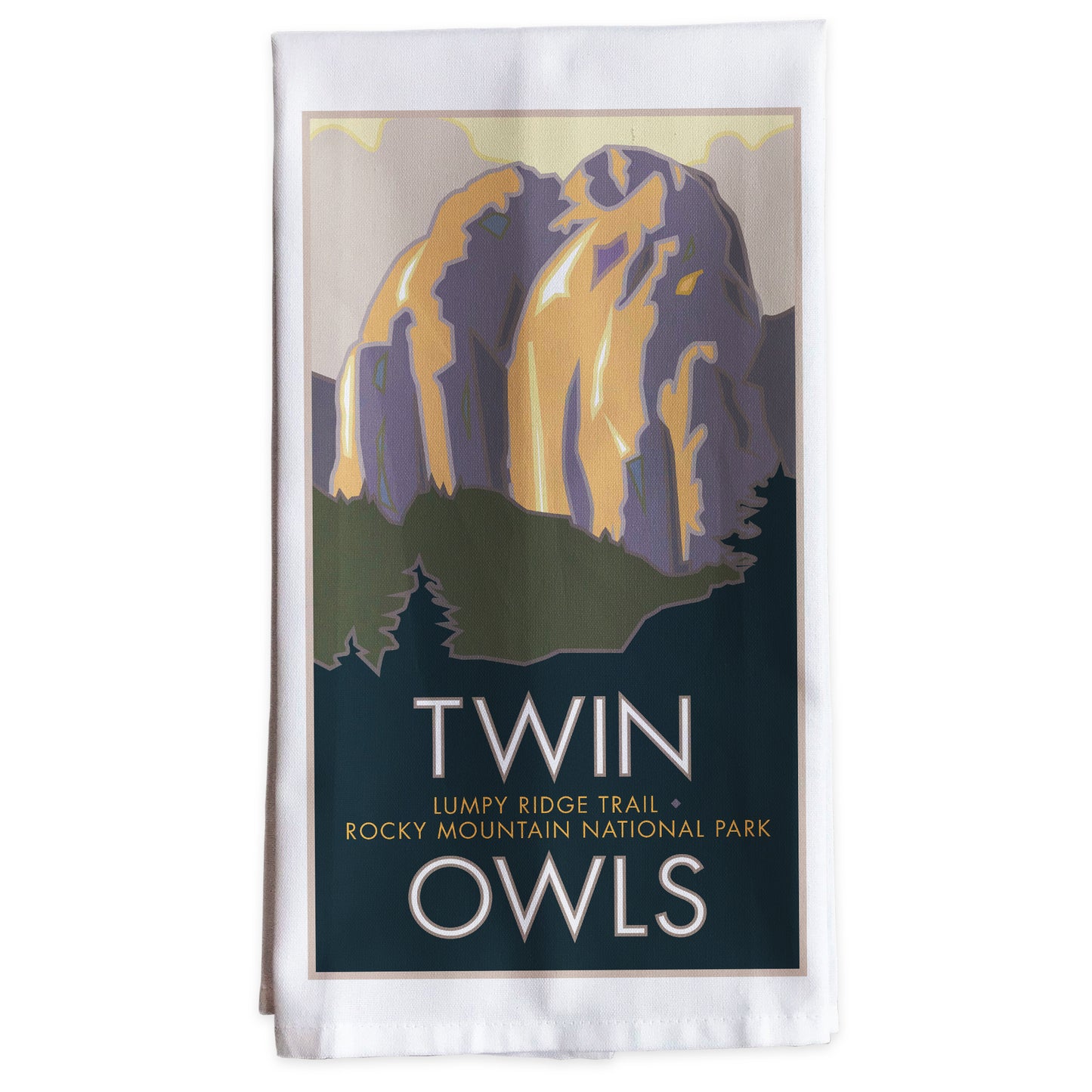 Twin Owls, Rocky Mountain National Park, Colorado -Tea Towel