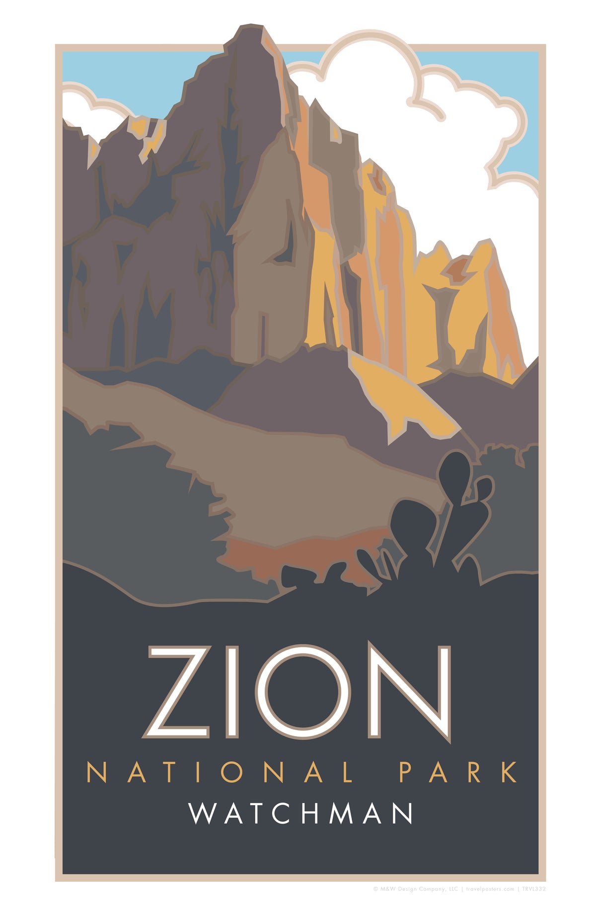 Zion National Park The Watchman Utah Travel Poster