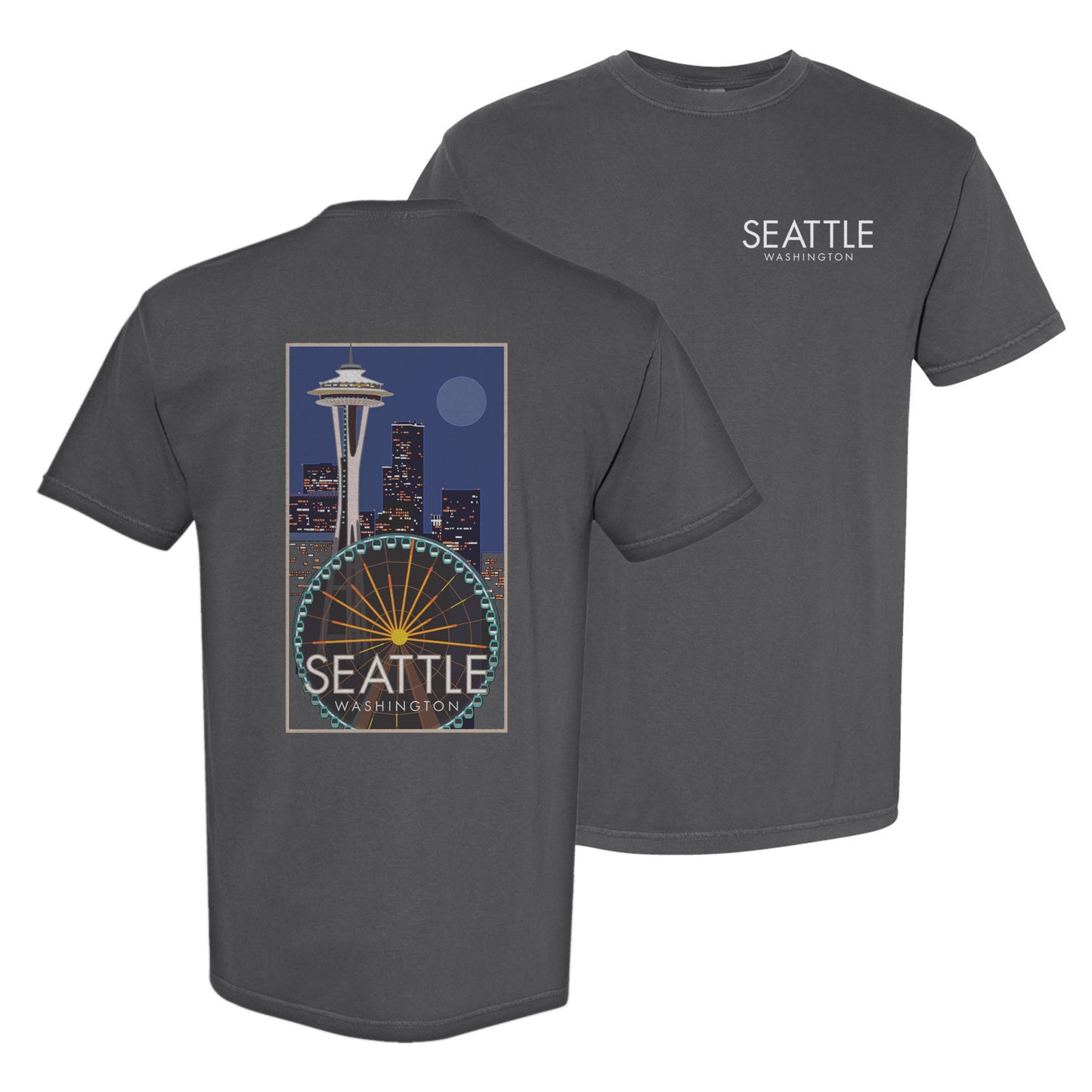 Great Wheel Space Needle - Comfort Colors Heavyweight T-Shirt