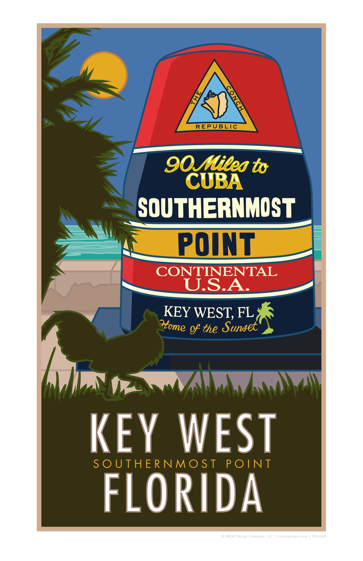 Southern Point Key West Florida Travel Poster