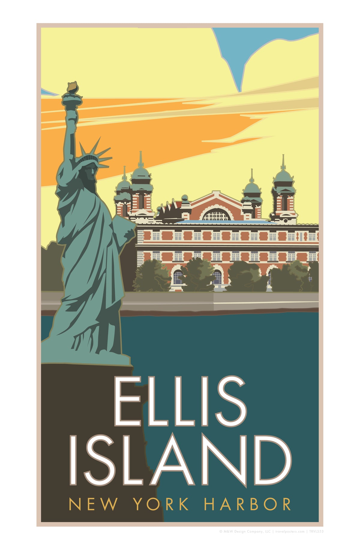 Ellis Island New York Travel Poster