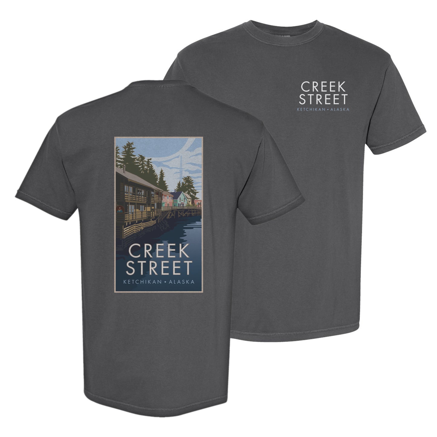Creek Street Ketchikan Alaska - Comfort Colors Heavyweight T-Shirt