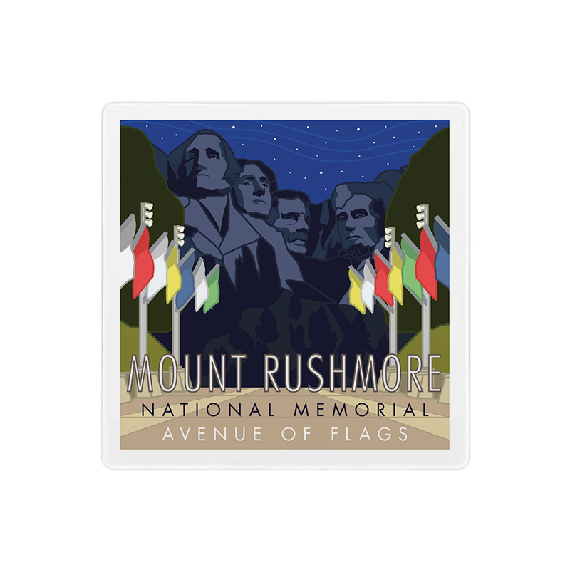Mount Rushmore - Avenue of Flags - 4" x 4" Sandstone Coaster