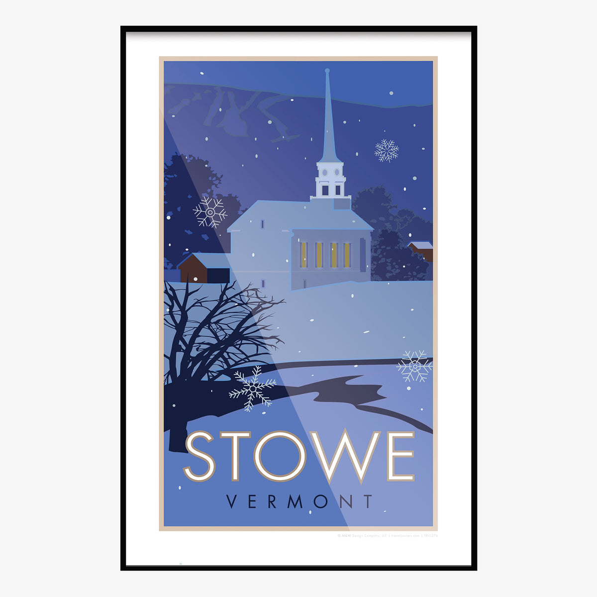 Stowe Village Vermont Travel Poster