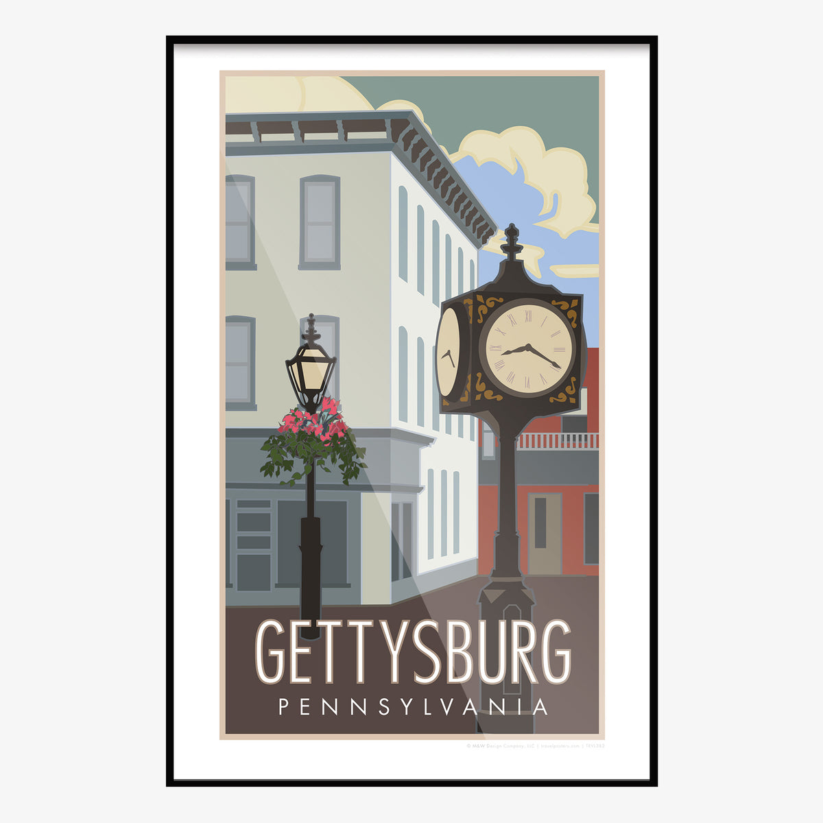 Downtown Gettysburg Pennsylvania Travel Poster