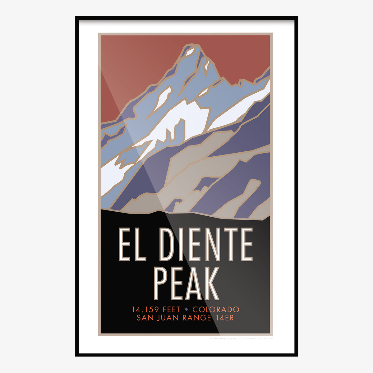El Diente Peak Colorado 14er Travel Poster