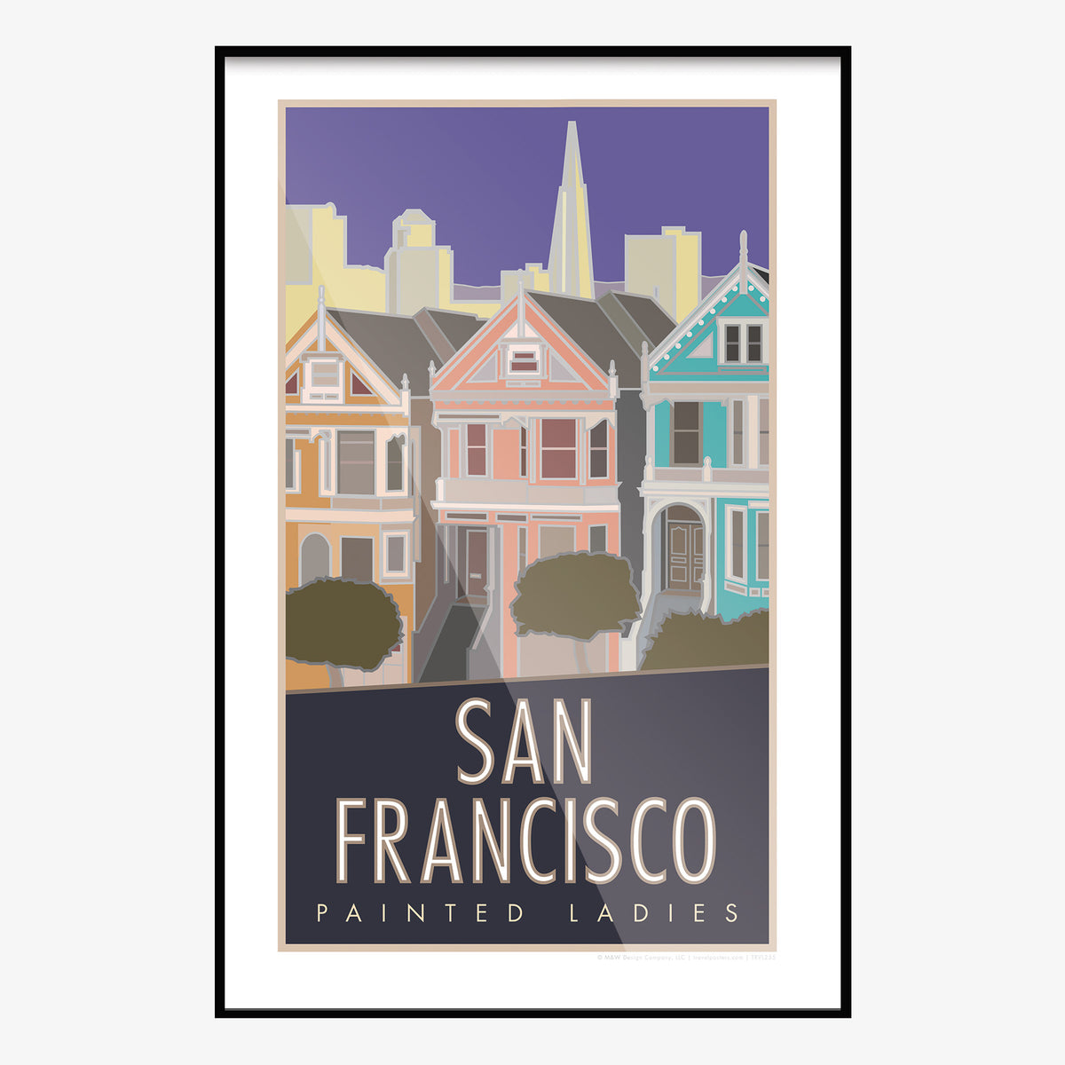 San Francisco Painted Ladies California Travel Poster