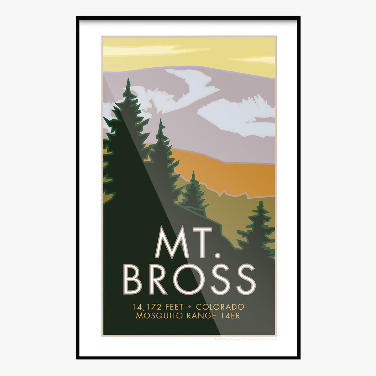 Mount Bross Colorado 14er Travel Poster