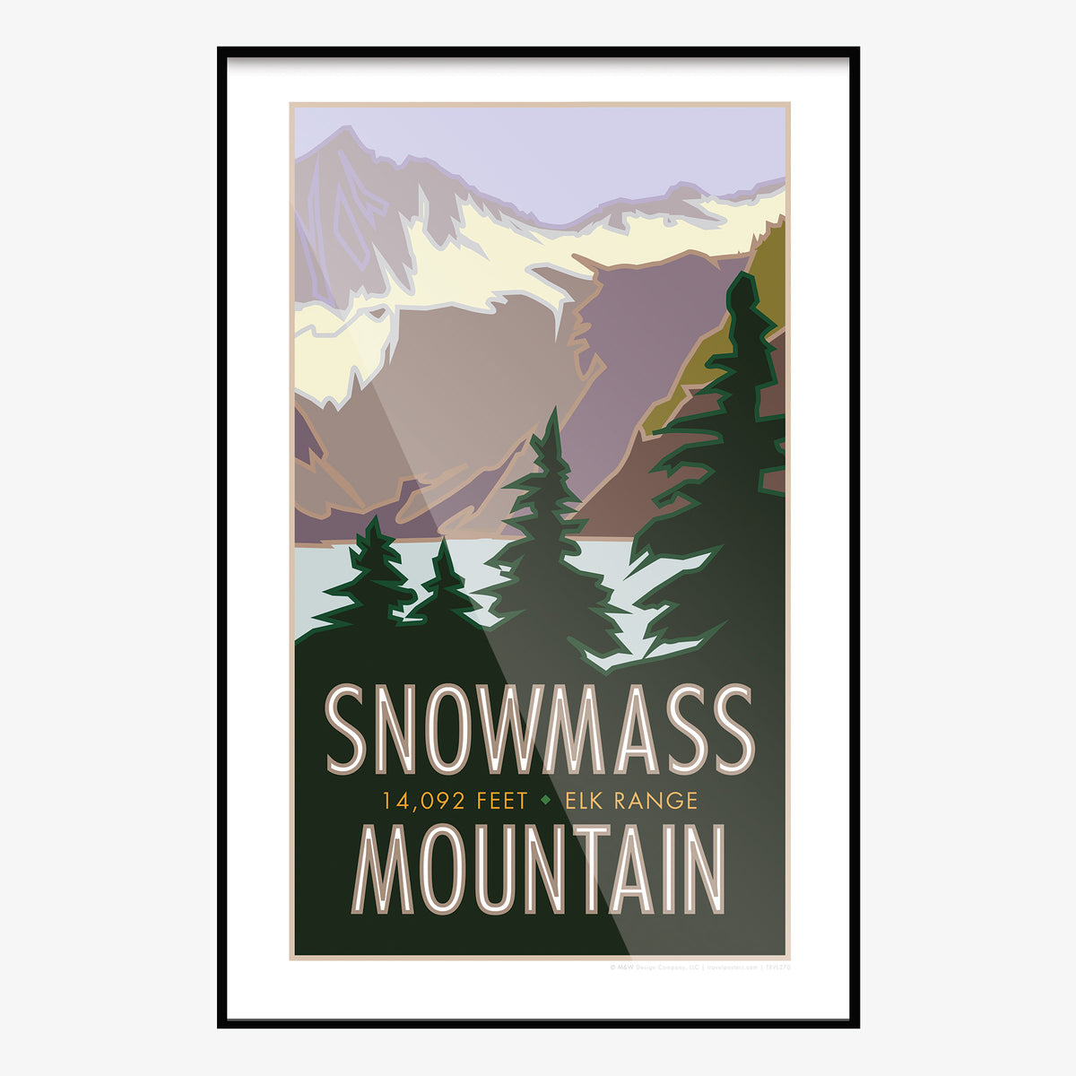 Snowmass Mountain Colorado 14er Travel Poster