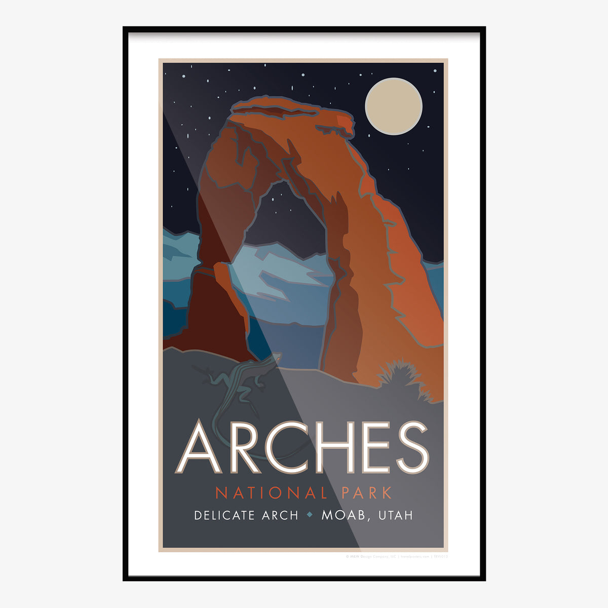 Arches National Park Delicate Arch at Night Utah Travel Poster