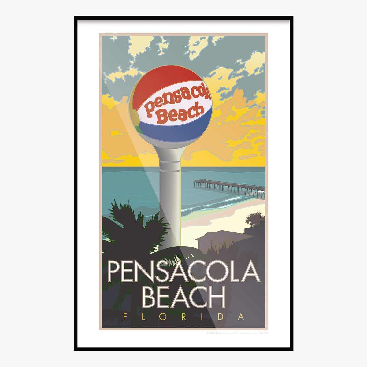 Pensacola Beach Tower Florida Travel Poster