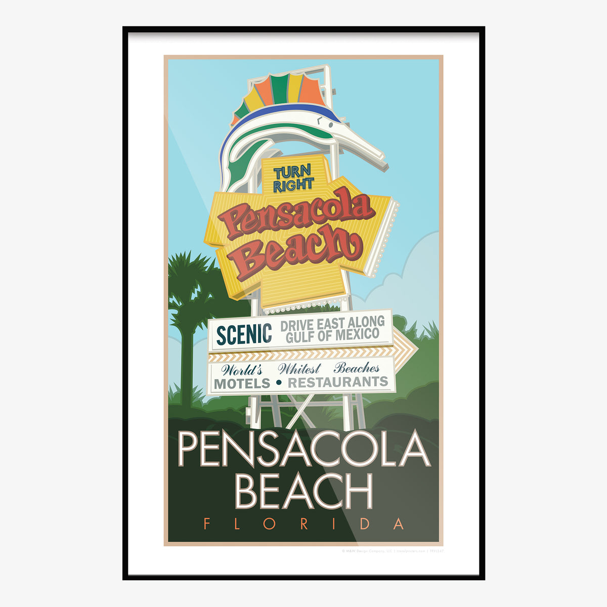 Pensacola Beach Sign Florida Travel Poster
