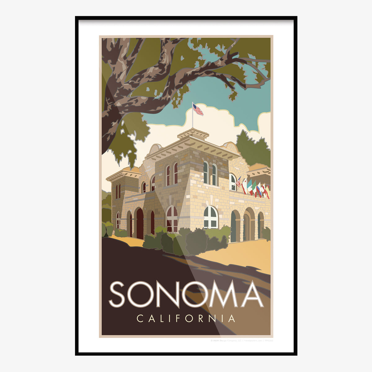 Sonoma City Hall California Travel Poster