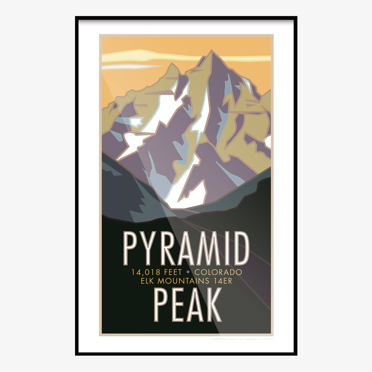 Pyramid Peak Colorado 14er Travel Poster