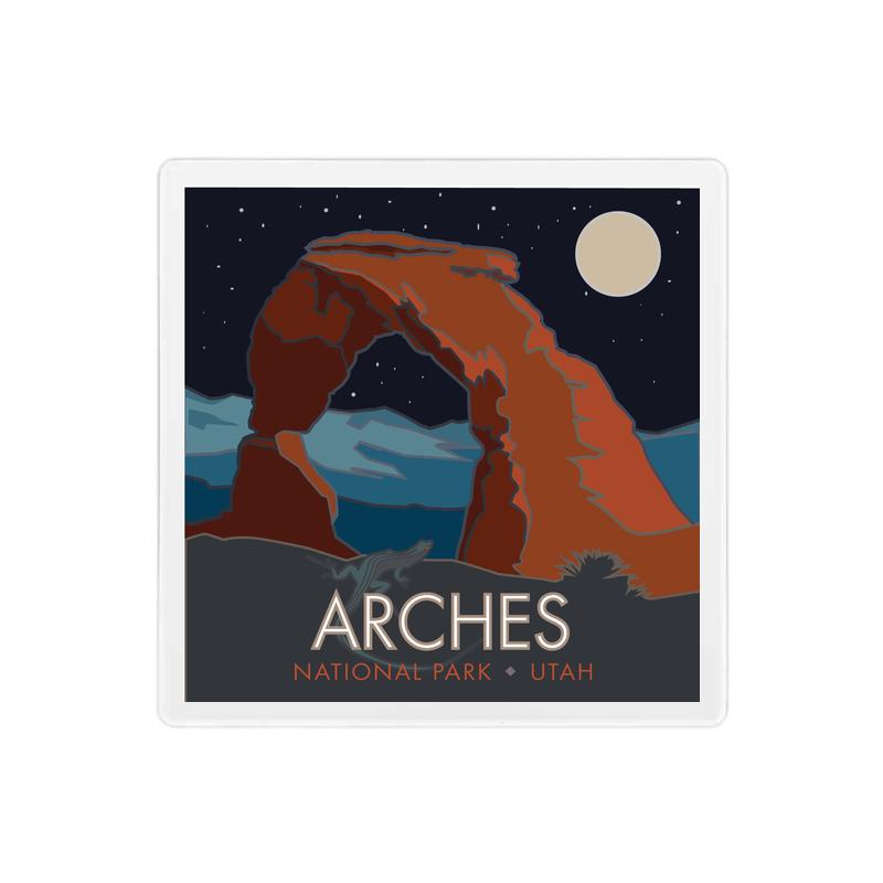 Arches National Park, Delicate Arch at Night, Utah - 4" x 4" Sandstone Coaster