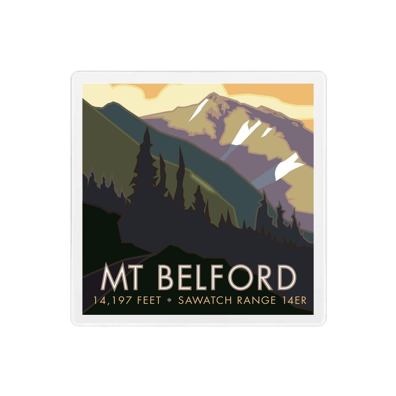 Mt. Belford, Colorado - Colorado 14er - 4" x 4" Coaster