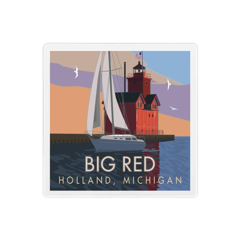 Big Red, Holland State Park, Michigan - 4" x 4" Sandstone Coaster