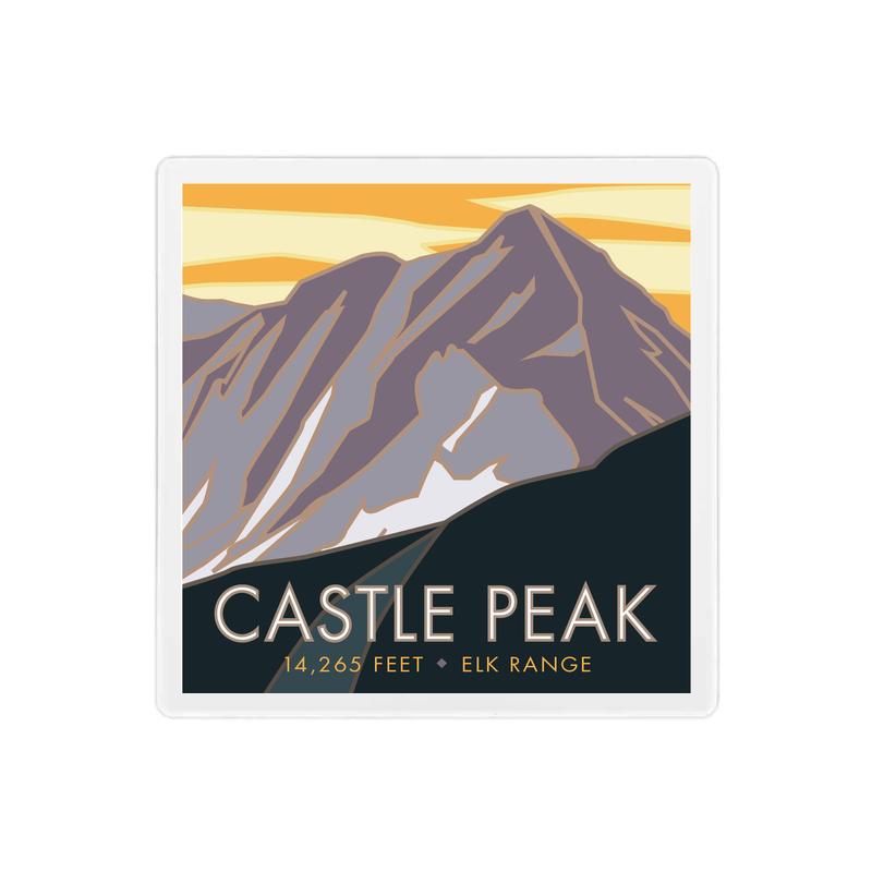 Castle Peak, Colorado - Colorado 14er - 4" x 4" Coaster