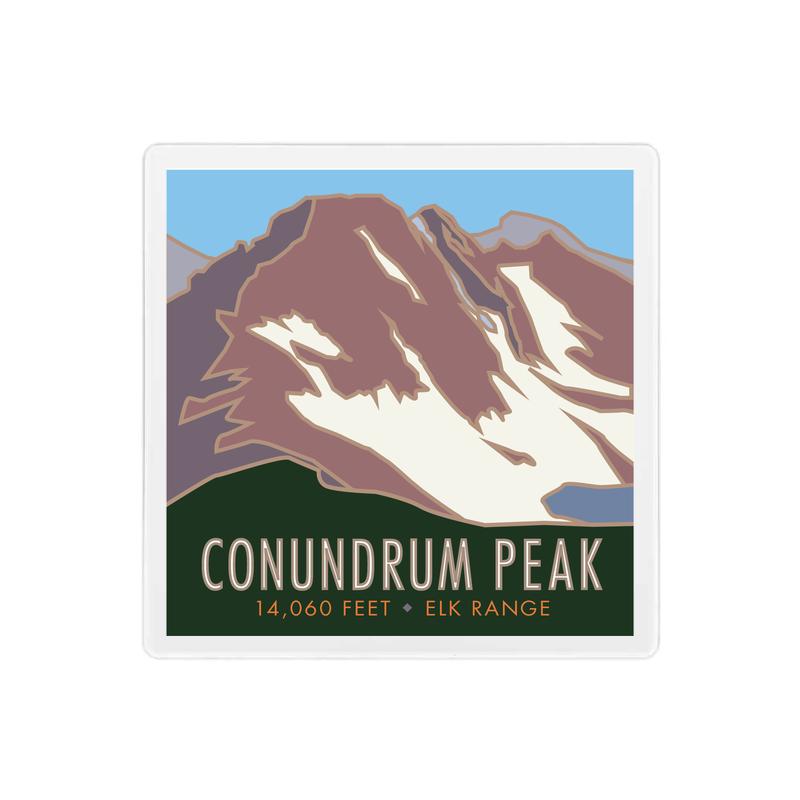 Conundrum Peak, Colorado - Colorado 14er - 4" x 4" Sandstone Coaster