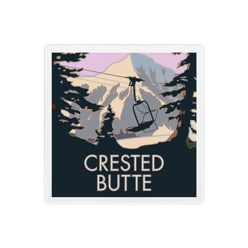 Crested Butte (Winter), Colorado - 4" x 4" Sandstone Coaster