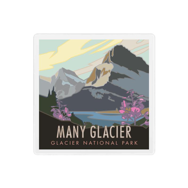 Many Glacier (Glacier National Park) Montana - 4" x 4" Sandstone Coaster