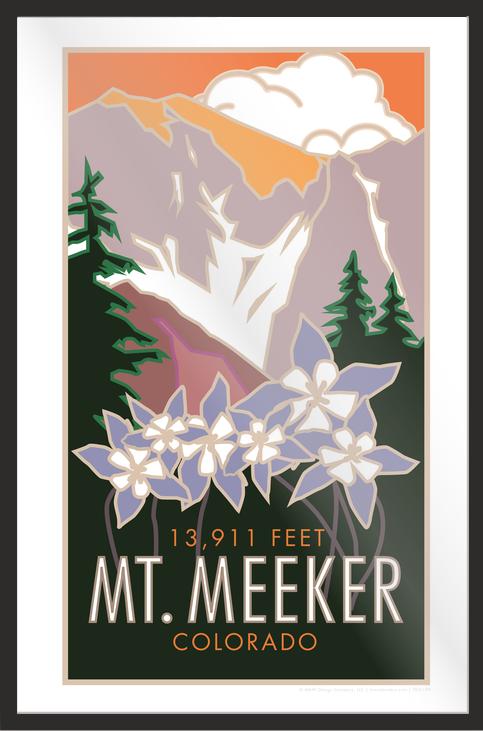 Mt. Meeker Columbines Colorado Travel Poster