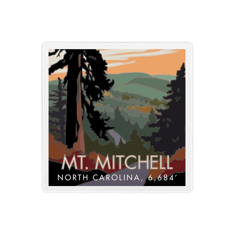 Mt. Mitchell, North Carolina - 4" x 4" Coaster