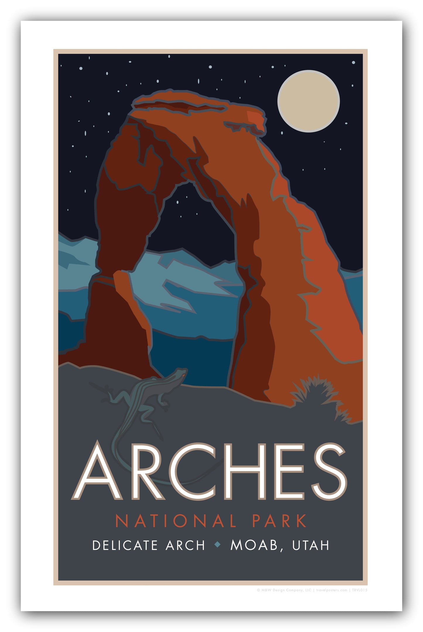 Arches National Park, Delicate Arch at Night, Utah - Poster