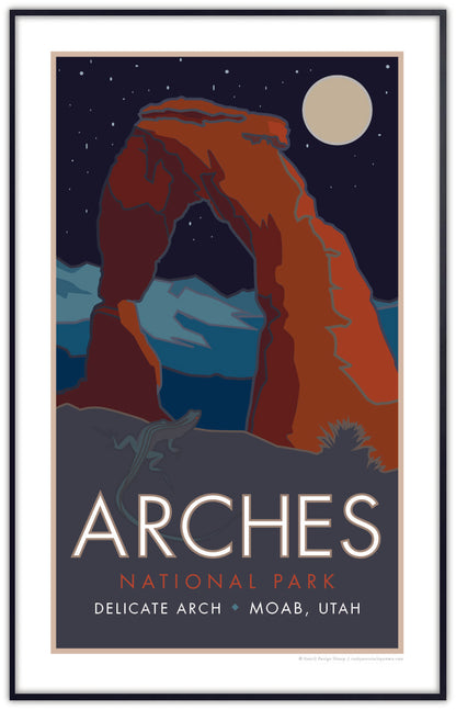 Arches National Park, Delicate Arch at Night, Utah - Poster