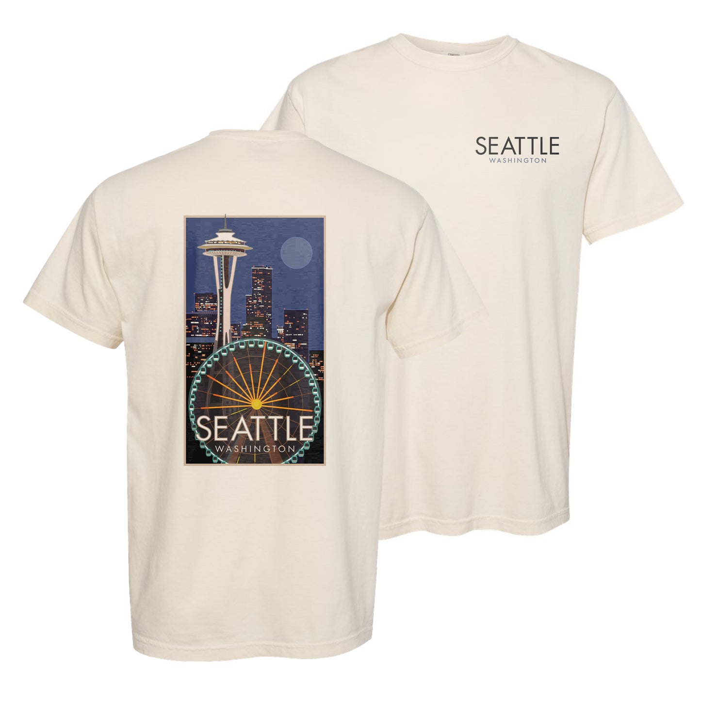 Great Wheel Space Needle - Comfort Colors Heavyweight T-Shirt