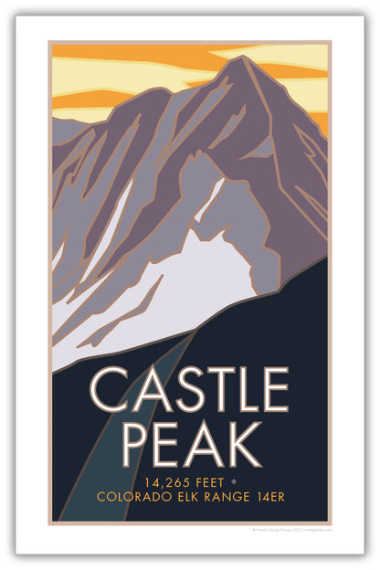 Castle Peak, Colorado - Colorado 14er - Poster