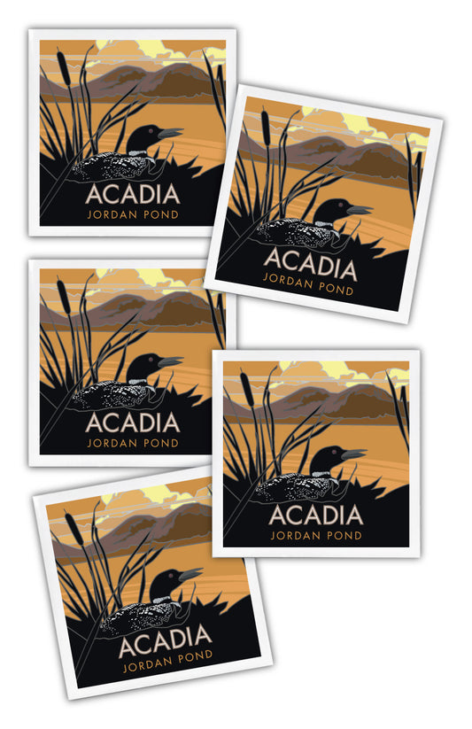 Acadia National Park, Jordan Pond, Maine - 4.25" x 4.25" Ceramic Coaster